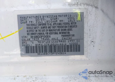 2023 Nissan Sentra Sv Xtronic Cvt z USA, uszkodzony, nr VIN 3N1AB8CV3PY240814